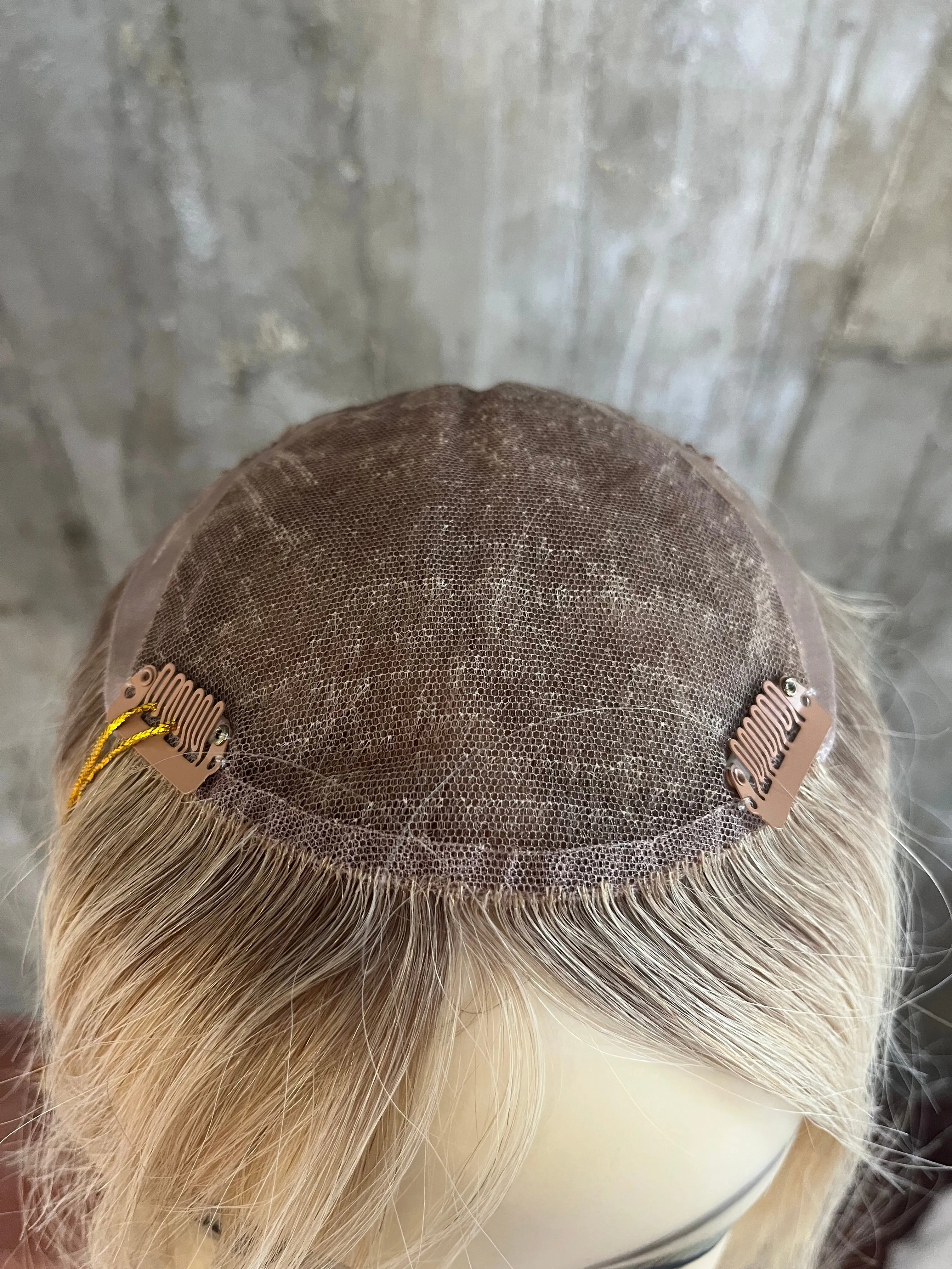 100% EUROPEAN PROCESSED HUMAN HAIR TOPPER 19" BLOND WITH SOFT ROOTS