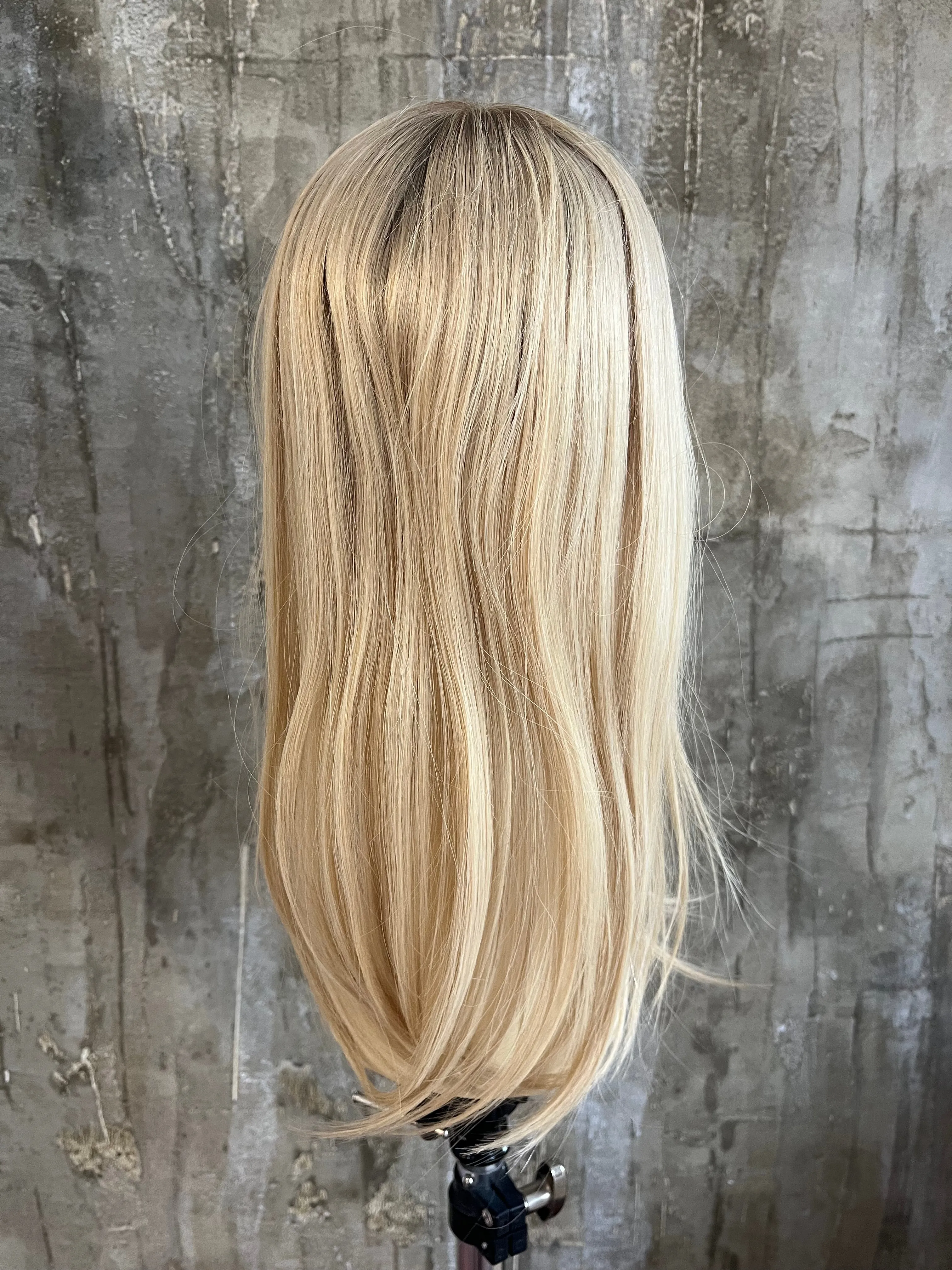 100% EUROPEAN PROCESSED HUMAN HAIR TOPPER 19" BLOND WITH SOFT ROOTS