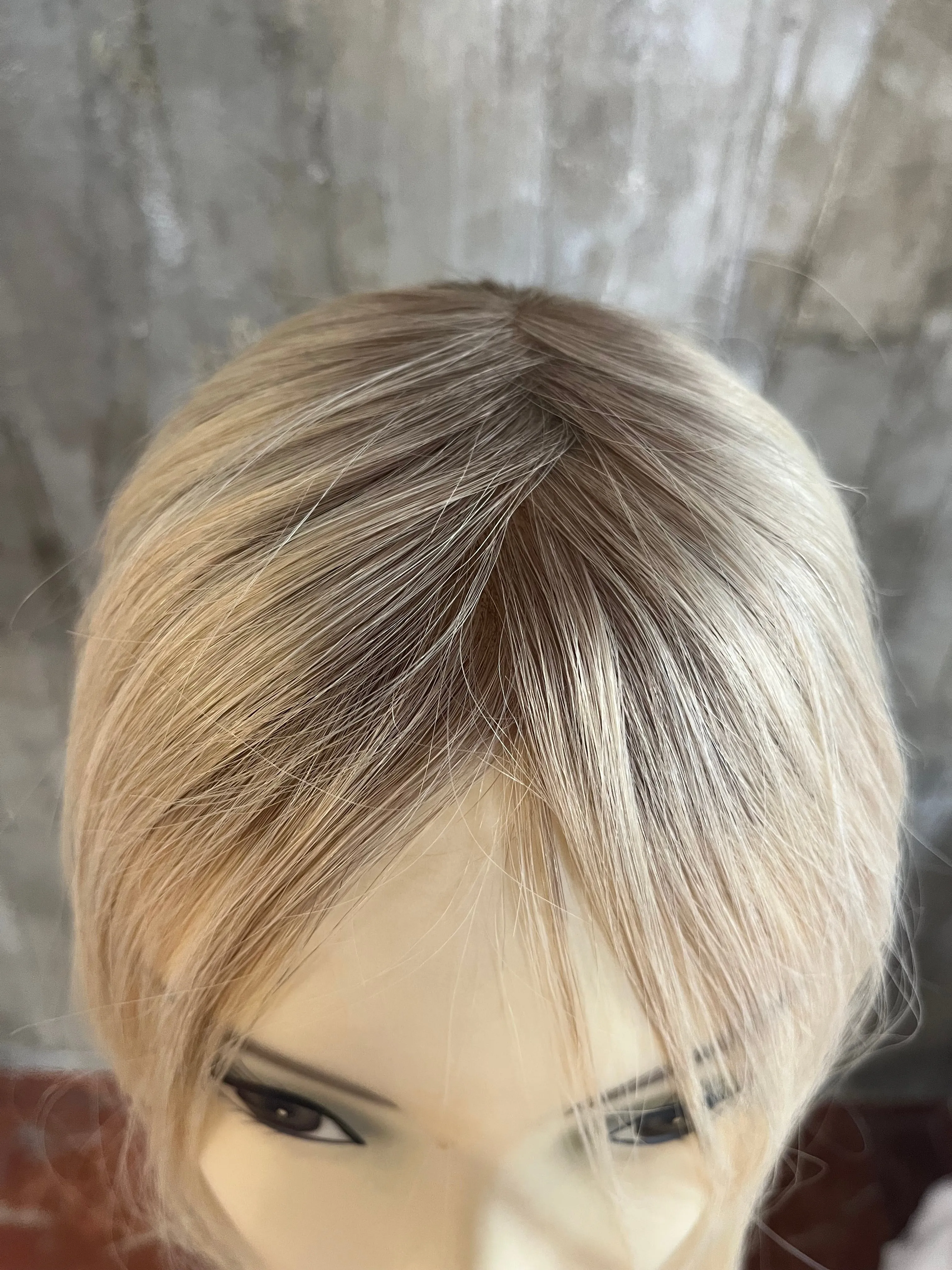 100% EUROPEAN PROCESSED HUMAN HAIR TOPPER 19" BLOND WITH SOFT ROOTS