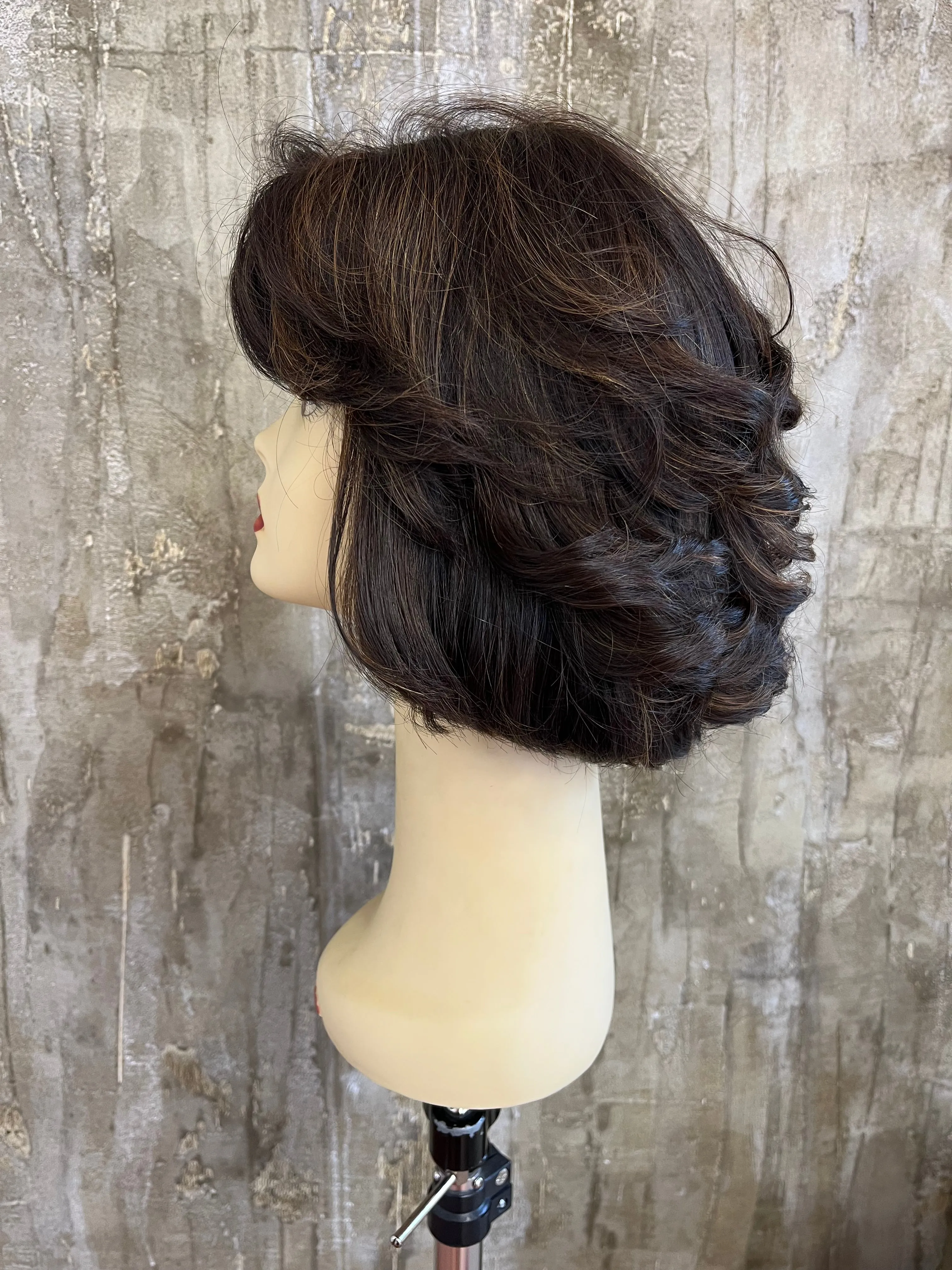 100% EUROPEAN VIRGIN HUMAN HAIR 13.5" BROWN WITH HIGHLIGHTS