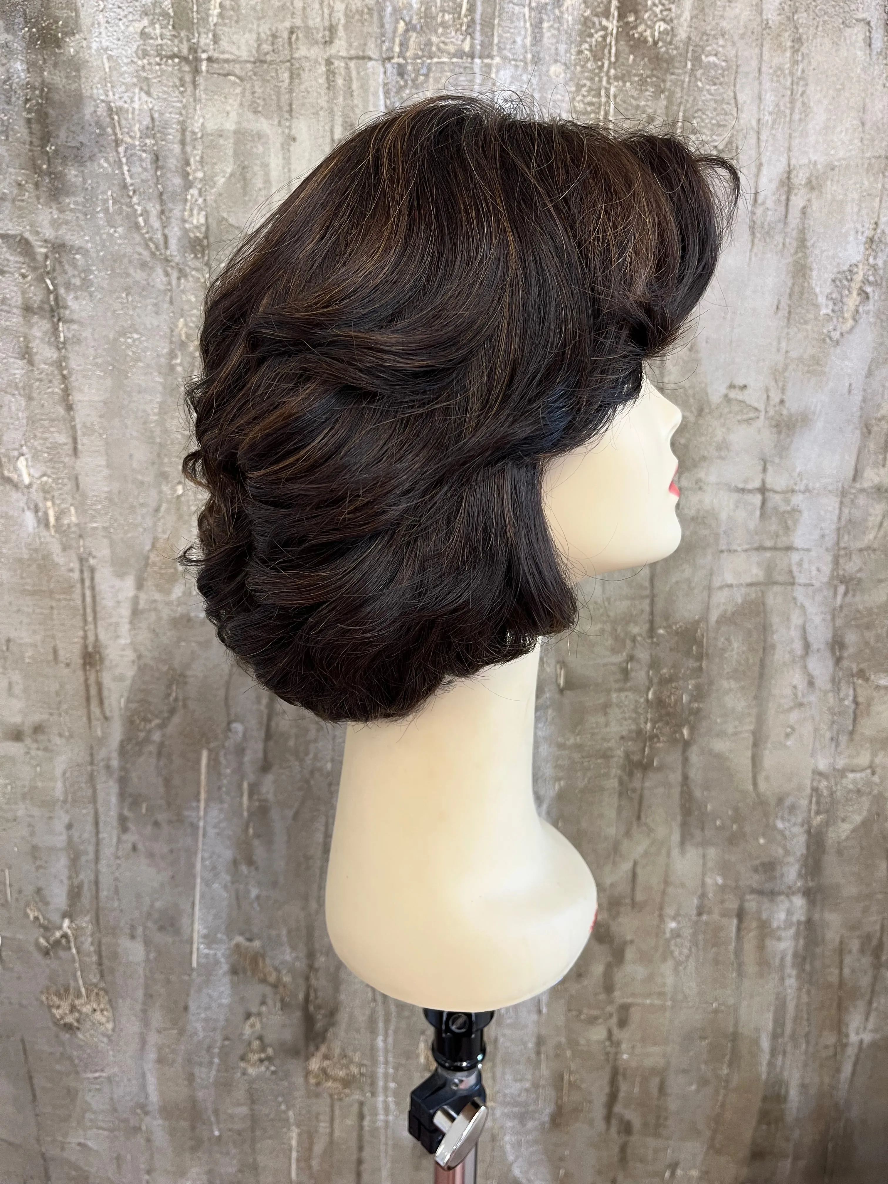 100% EUROPEAN VIRGIN HUMAN HAIR 13.5" BROWN WITH HIGHLIGHTS
