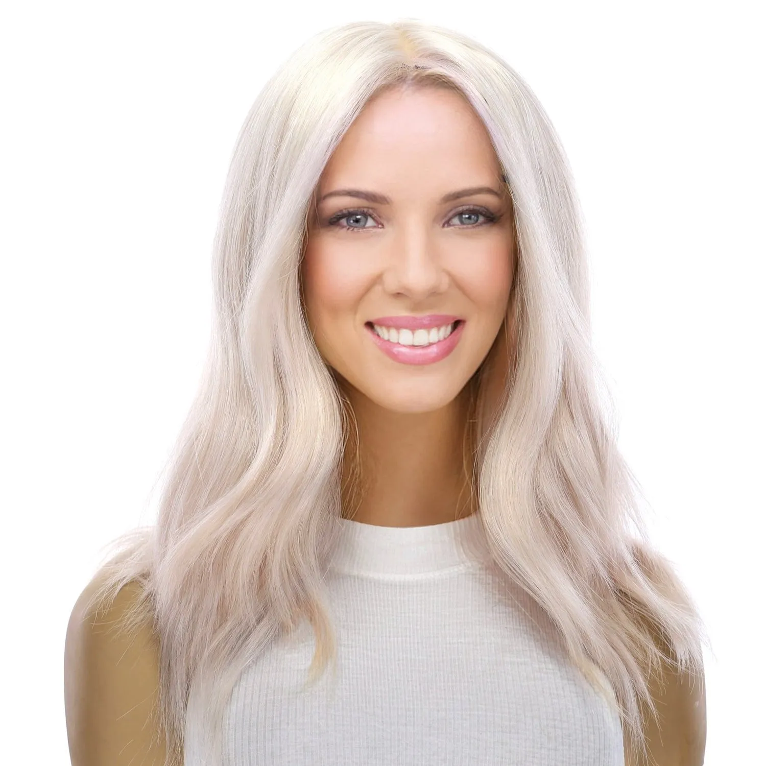 16" Ponytail Silk Part Wig Ice Blonde
