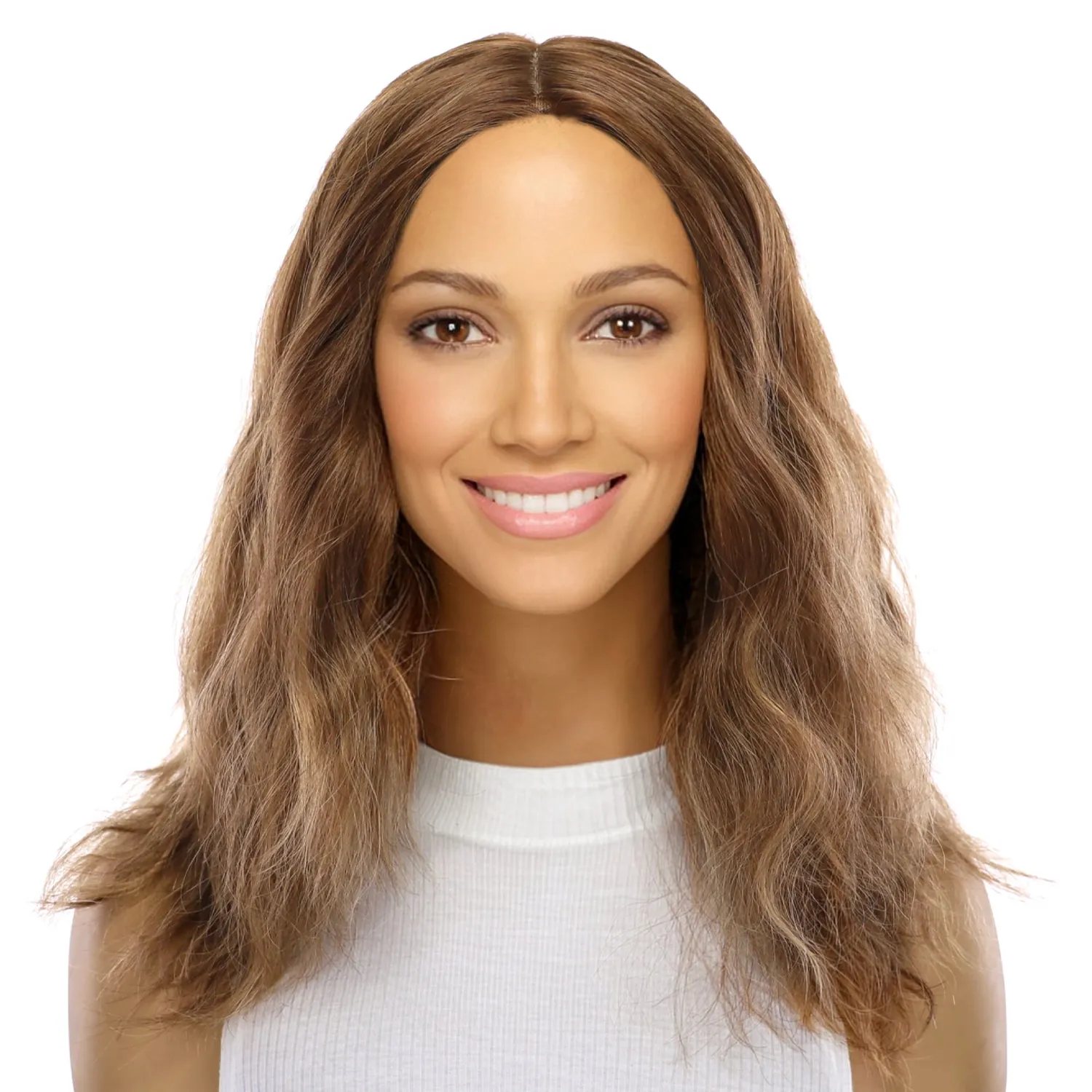 16" Ponytail Silk Part Wig Light Brown Babylight Wavy