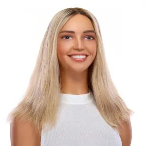 16" Ponytail Silk Part Wig Platinum Blonde Wavy