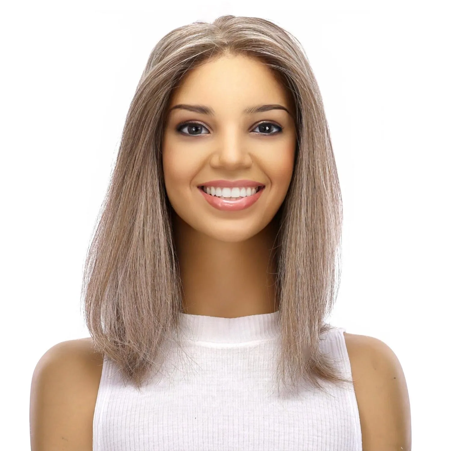 16" Princess Silk Top Wig Champagne Grey