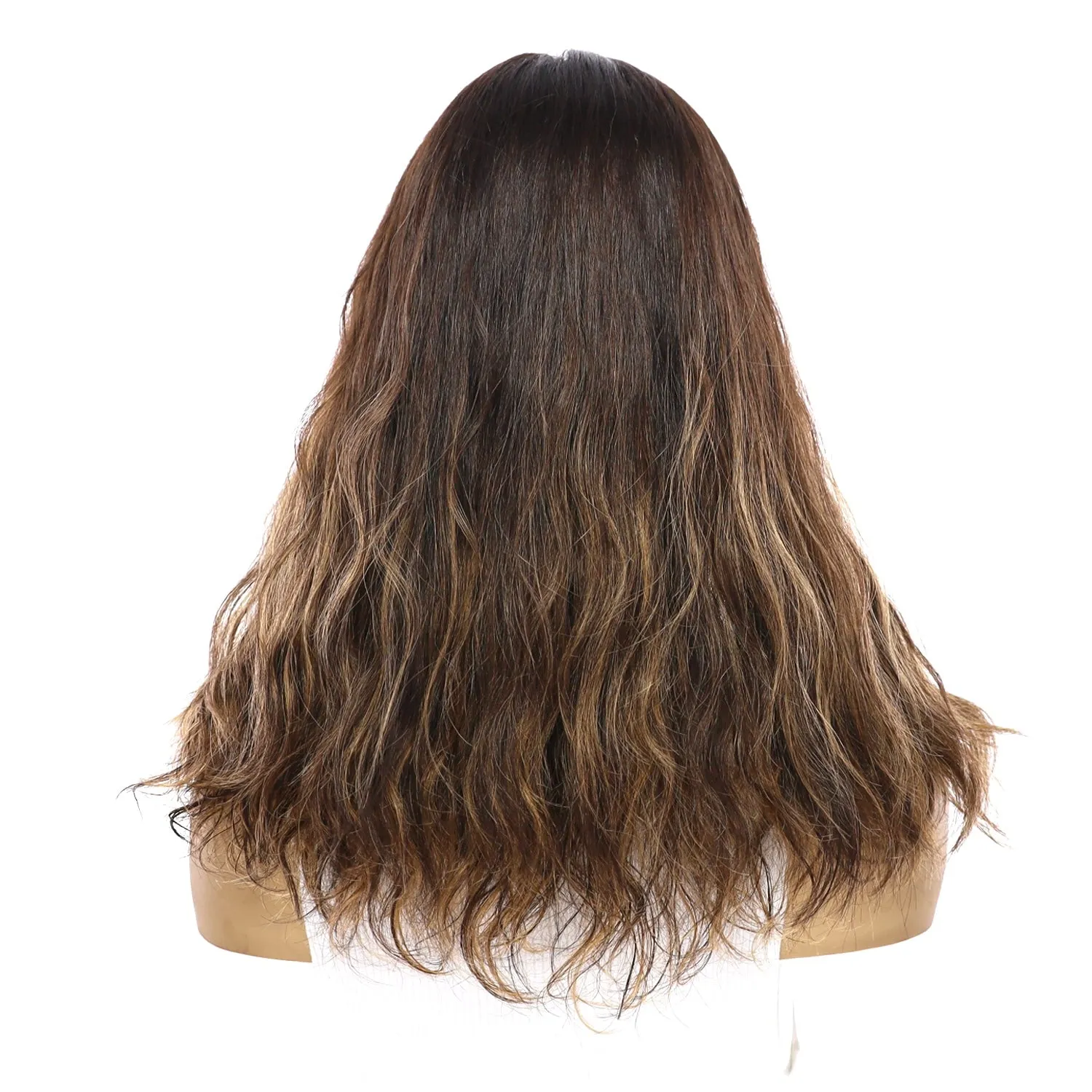 18" Princess Silk Top Wig Dark Brown Balayage Wavy