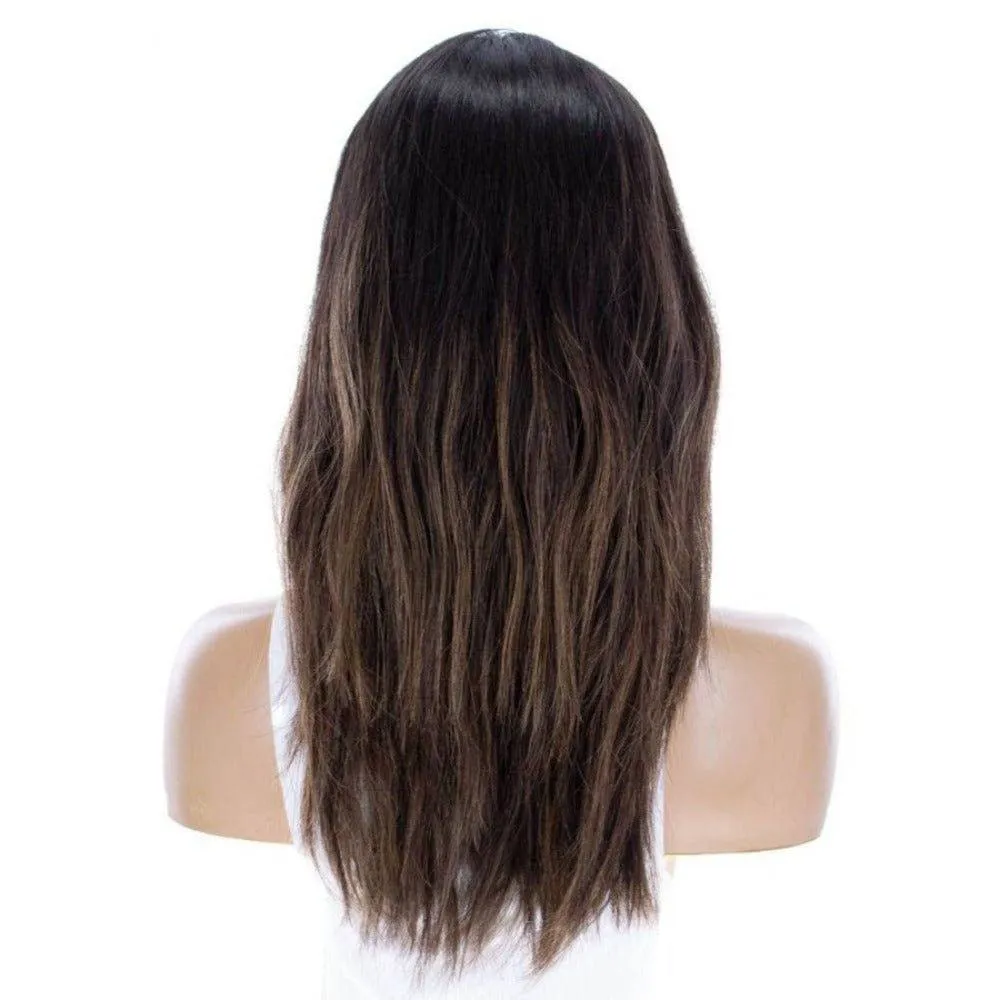 20" Princess Silk Top Wig Dark Brown Balayage