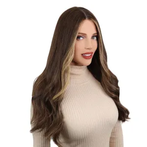 24" Divine Lace Top Wig Dark Brown Balayage w/ Rooting & Money Pieces