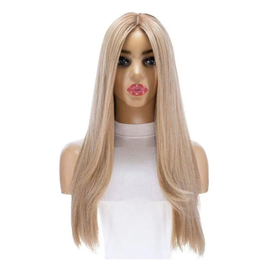 26" Ponytail Silk Top Wig Ash Blonde