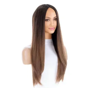 26" Ponytail Silk Top Wig Medium Brown Ombre