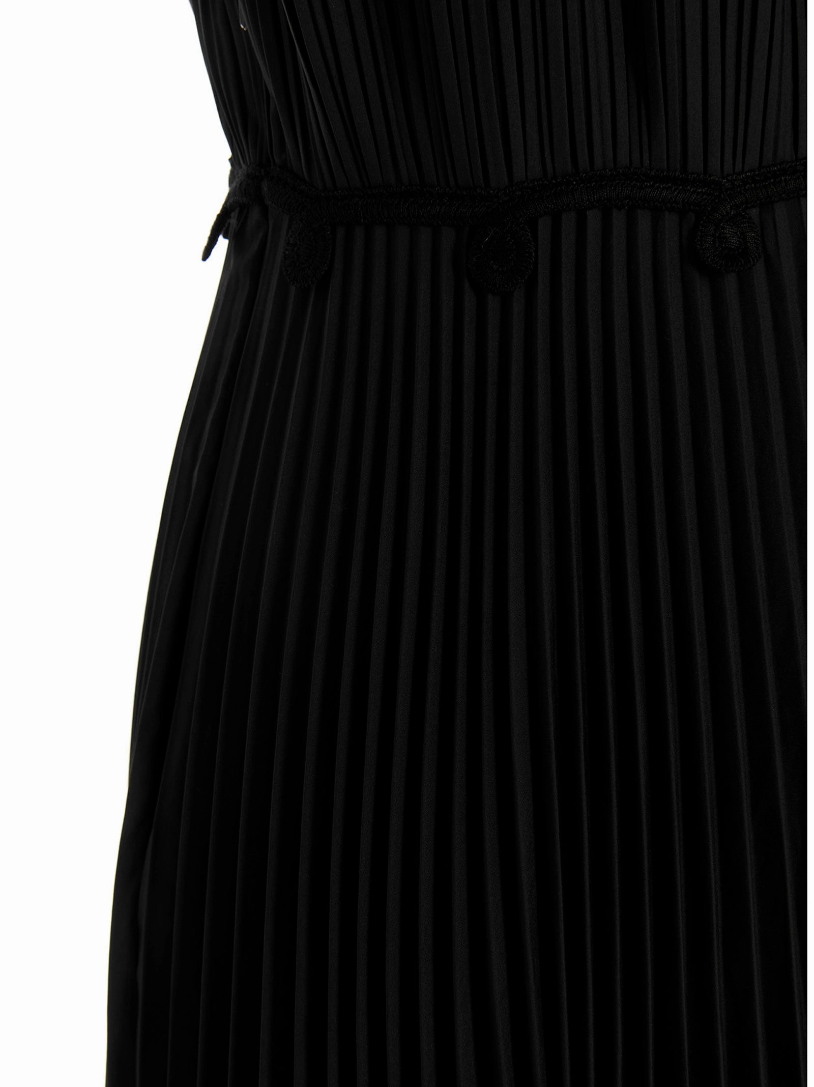 Alberta Ferretti Lace Embellished Pleated Sleeveless Gown