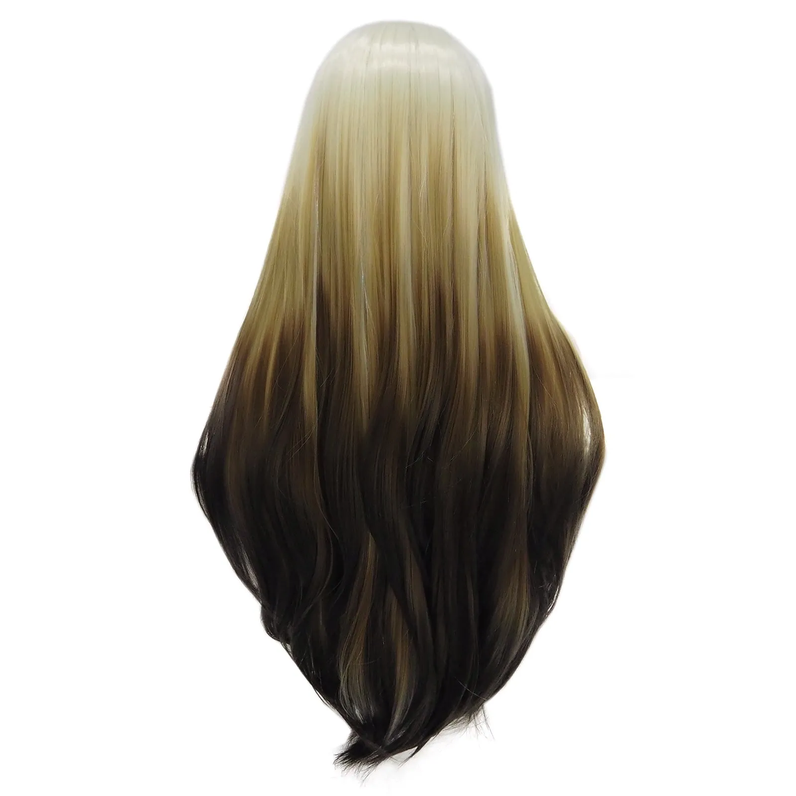 Christina Aguilera- White Blonde to Black Ombre Long Straight Lace Front Hair