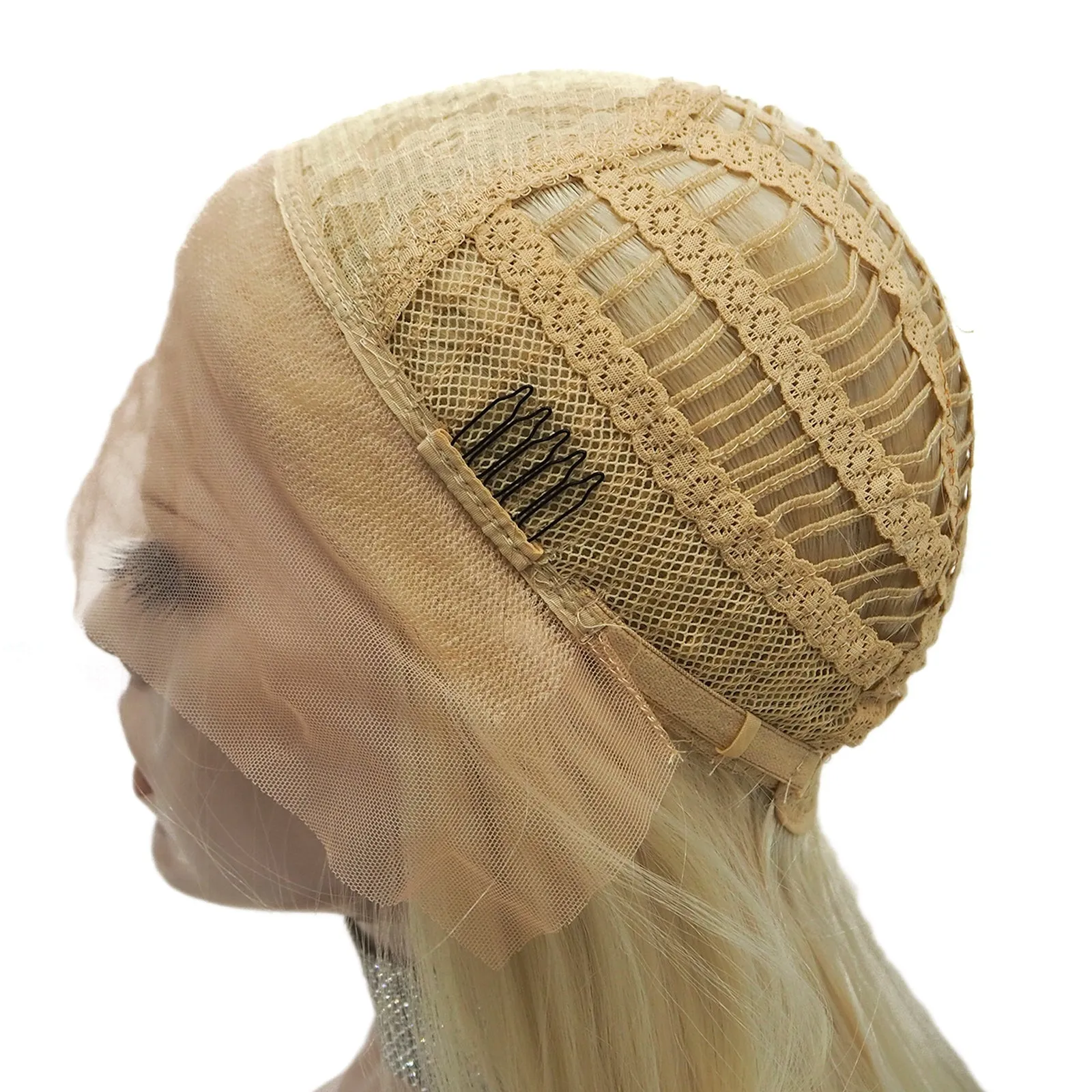 Christina Aguilera- White Blonde to Black Ombre Long Straight Lace Front Hair