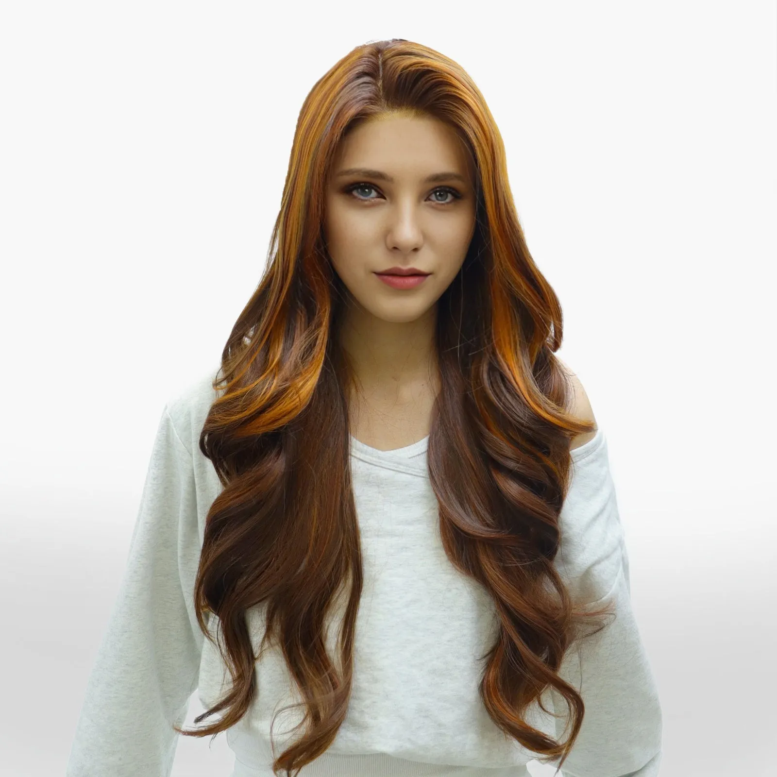 IMstyle Claudia 28inches Copper Red Hair Layer Cut 13*4 Lace Front wigs free Parting-F100-1T2436