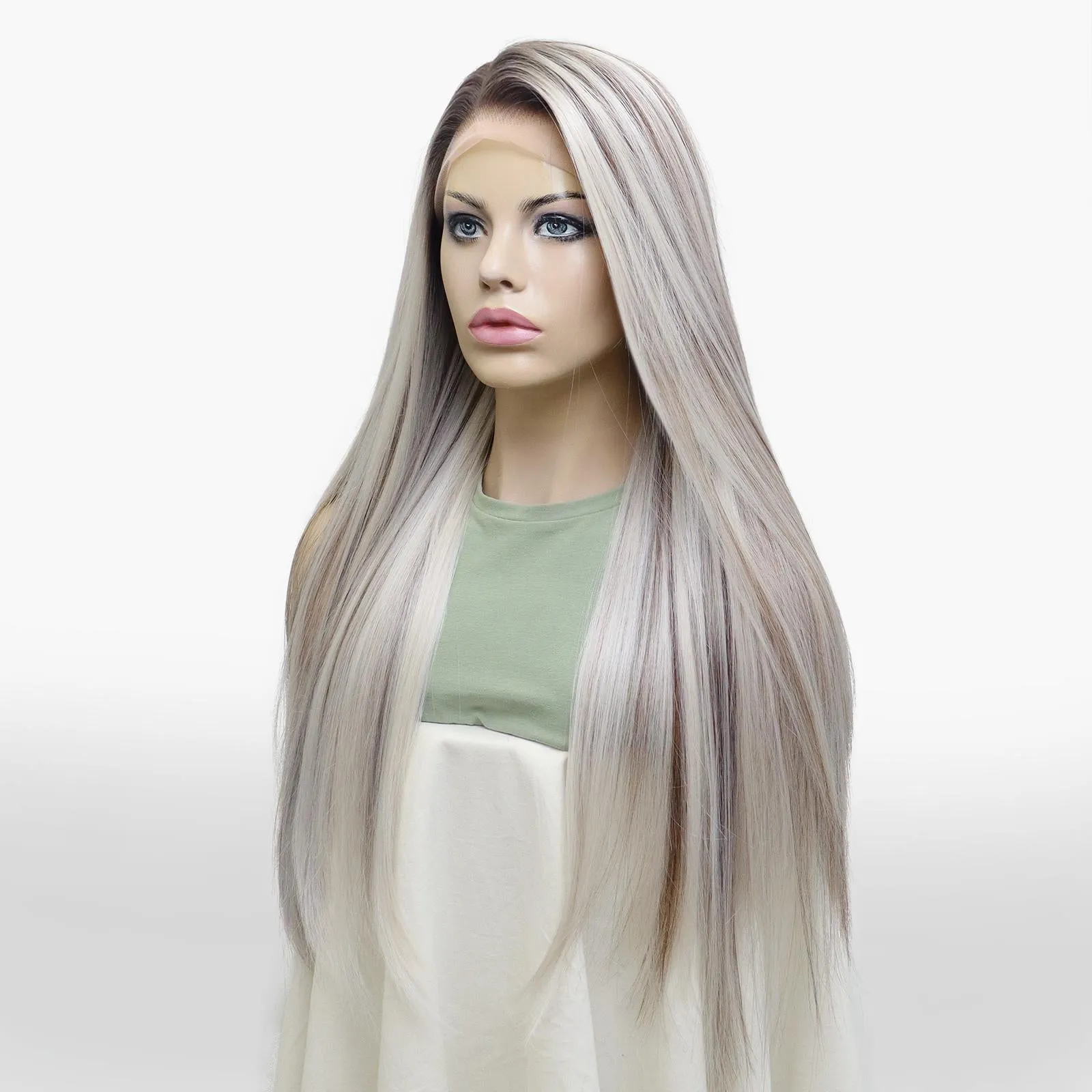 IMstyle Silver Mist 13*6 Big lace Front Wig Staright Wavy Synthetic Fiber-NQ29-Y103-60(13x6)