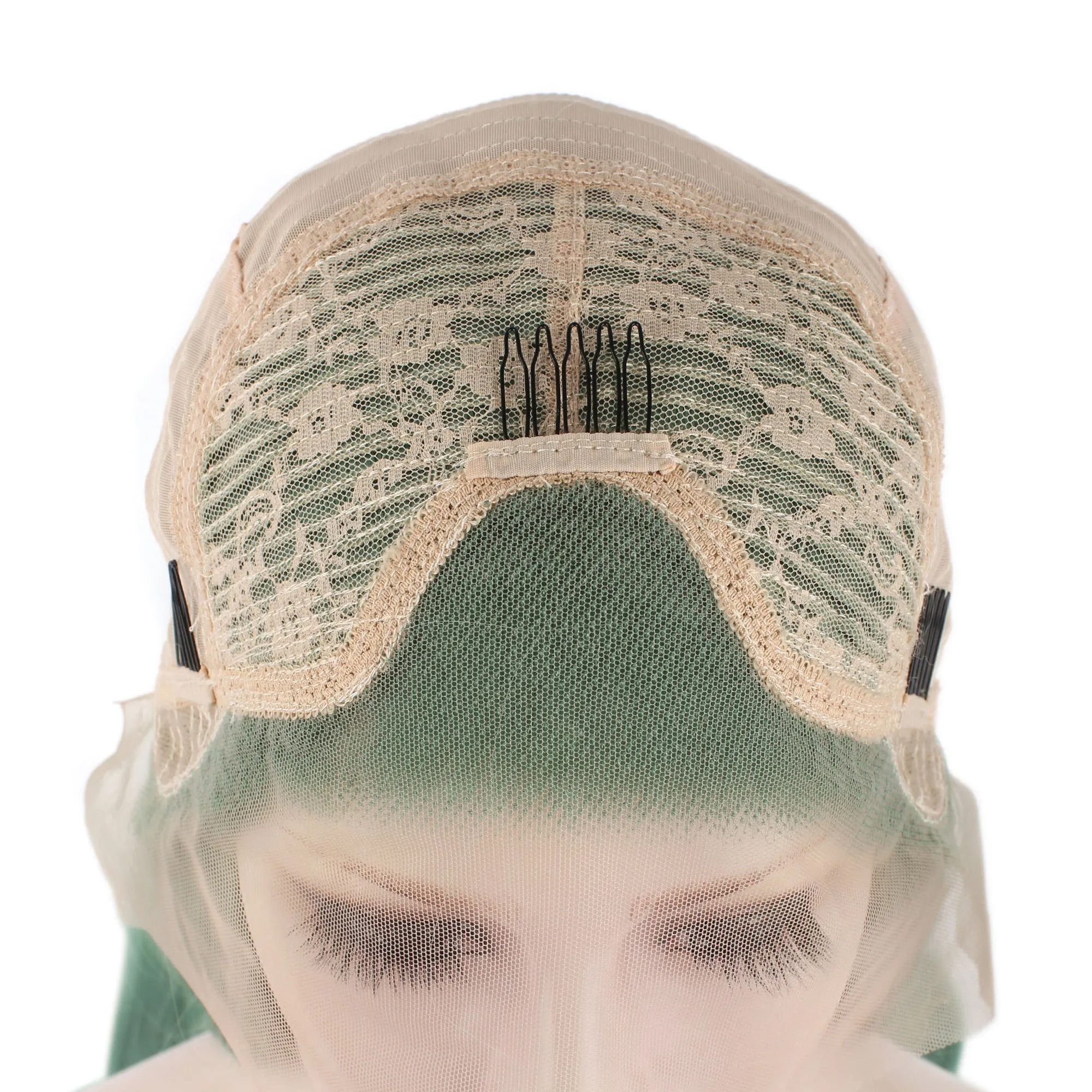 Long Straight Green Synthetic Lace Front Wig For Women