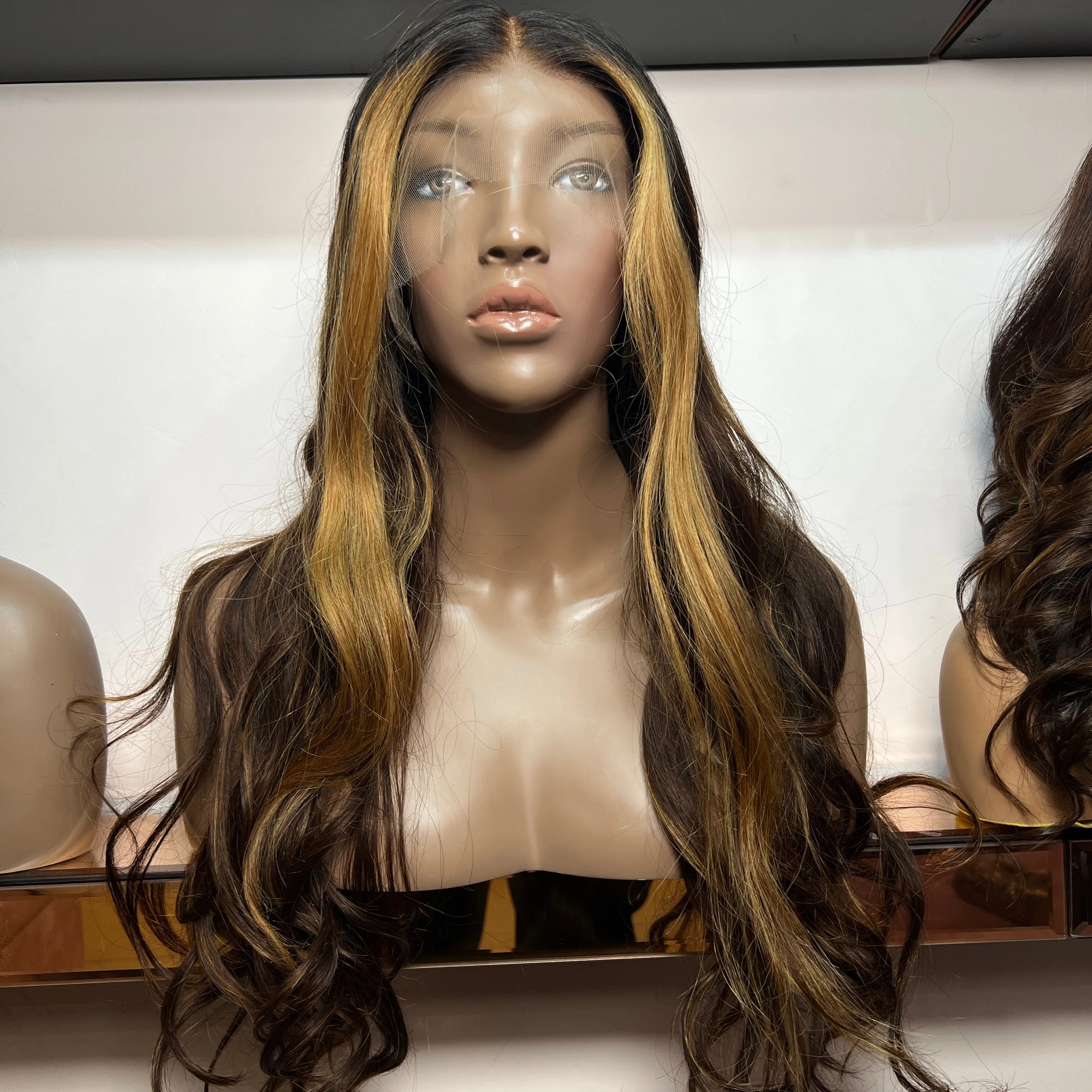 Luxury Brown Highlights Custom Colour - 20" inch Body Wave Frontal Lace Wig - HD Lace 263