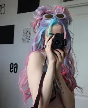 Mermaid Colorful Long Wave Synthetic Lace Front Cosplay Wig