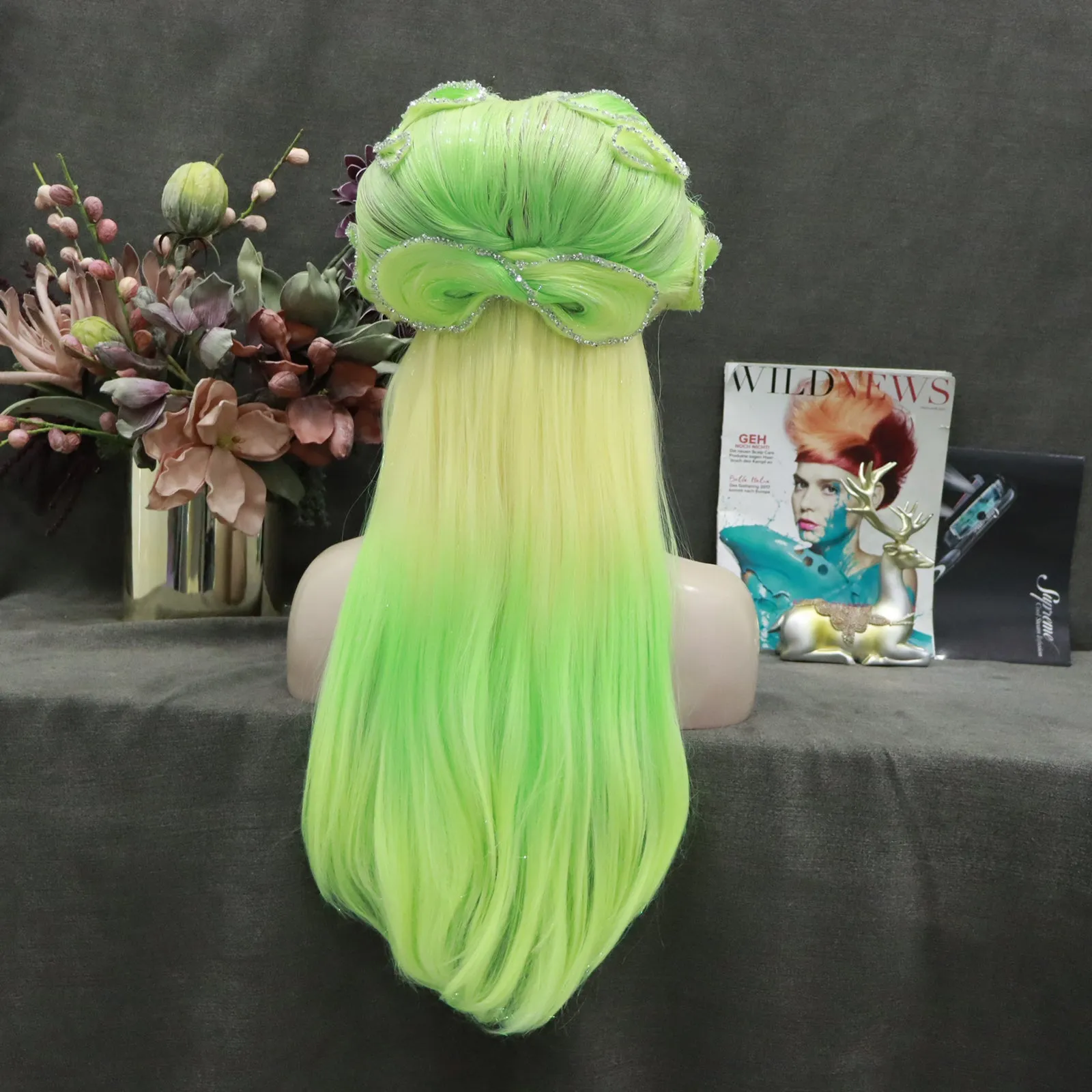 Moon Fluorescent Green Neon Lace Front Styled Wig
