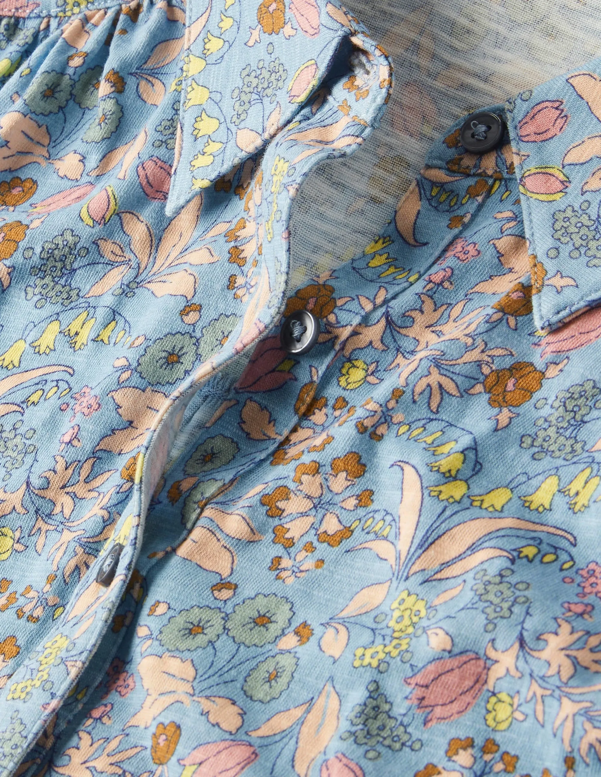 Puff Sleeve Jersey Shirt-Dusty Blue. WIldflower