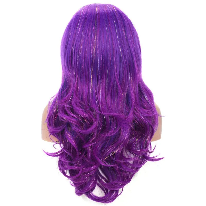 Purple Synthetic Lace Front Wig With Tinsel Hair