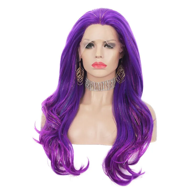 Purple Synthetic Lace Front Wig With Tinsel Hair