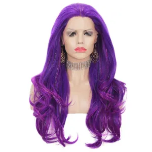Purple Synthetic Lace Front Wig With Tinsel Hair