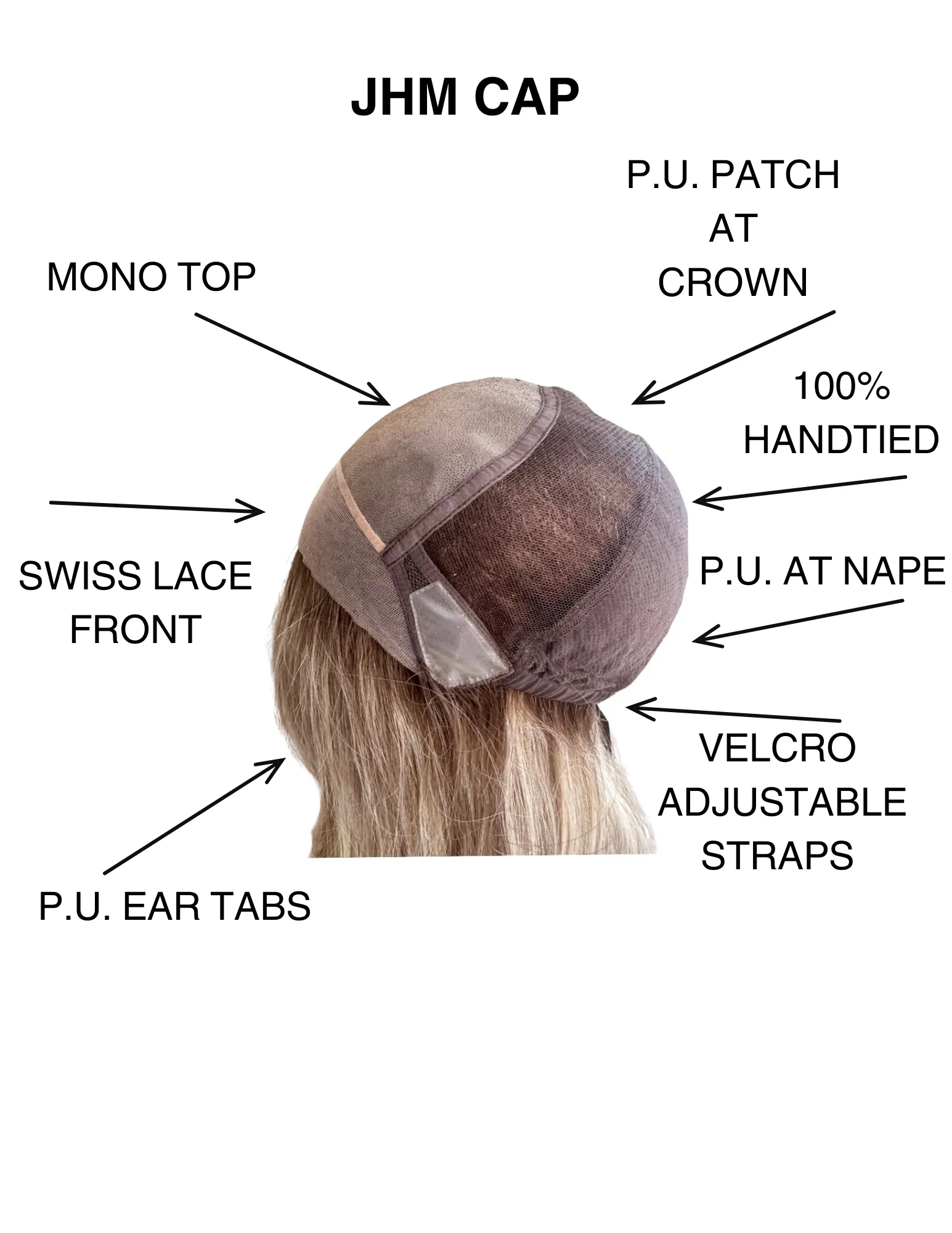 STOCK# JHM325B GARDEAUX DELUXE HAND TIED MONO TOP WIG (MEDIUM CAP)